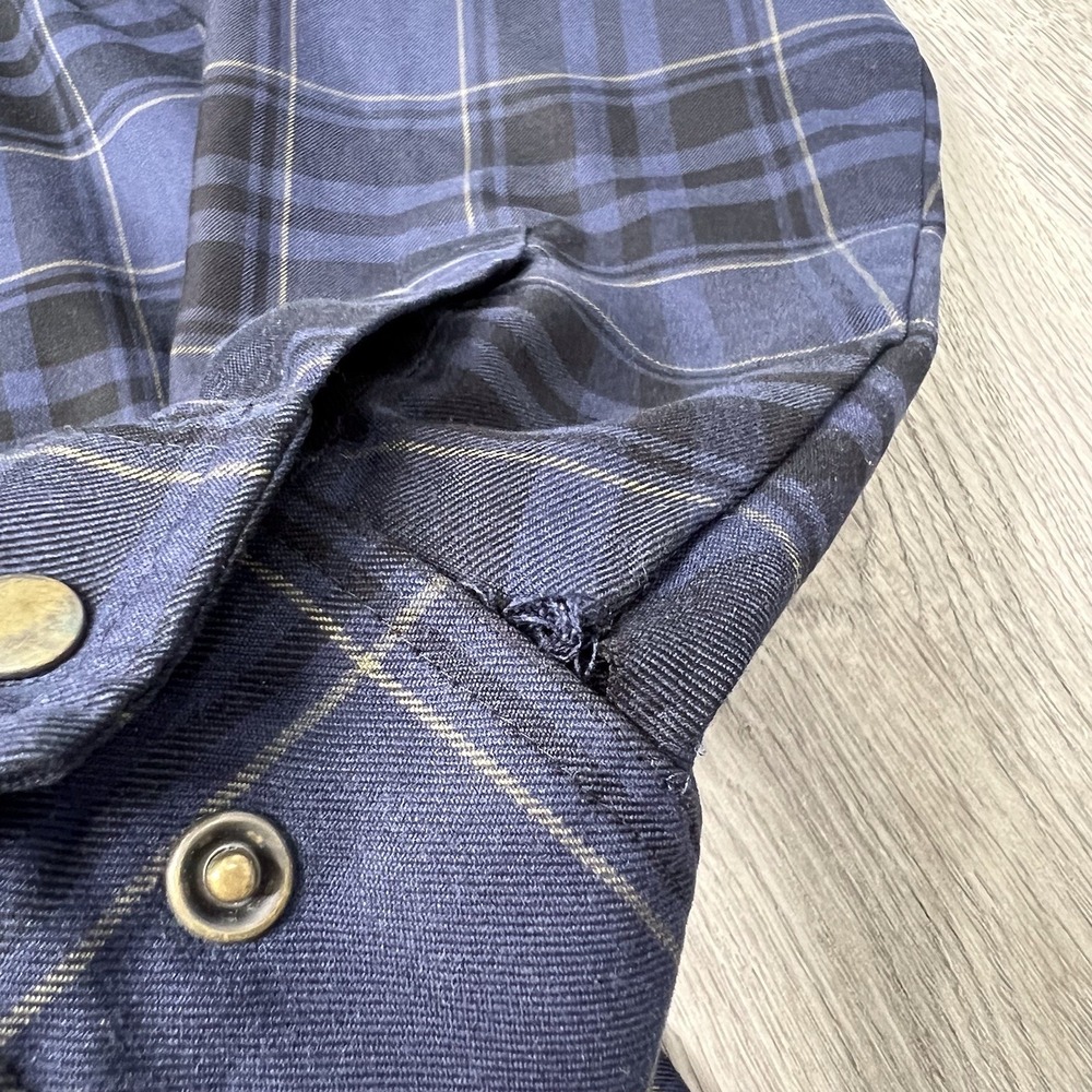 Flylow Long Sleeve Snap Flannel Shirt Mens Size Medium Blue Plaid - Picture 9 of 15